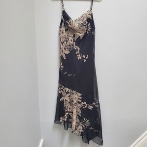 Fairweather 90s midi cowl neck black floral dress size large